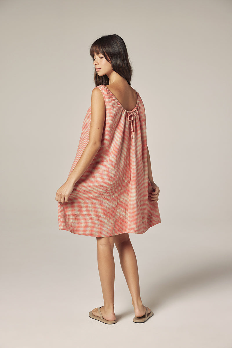 Gingham Linen Mini Dress