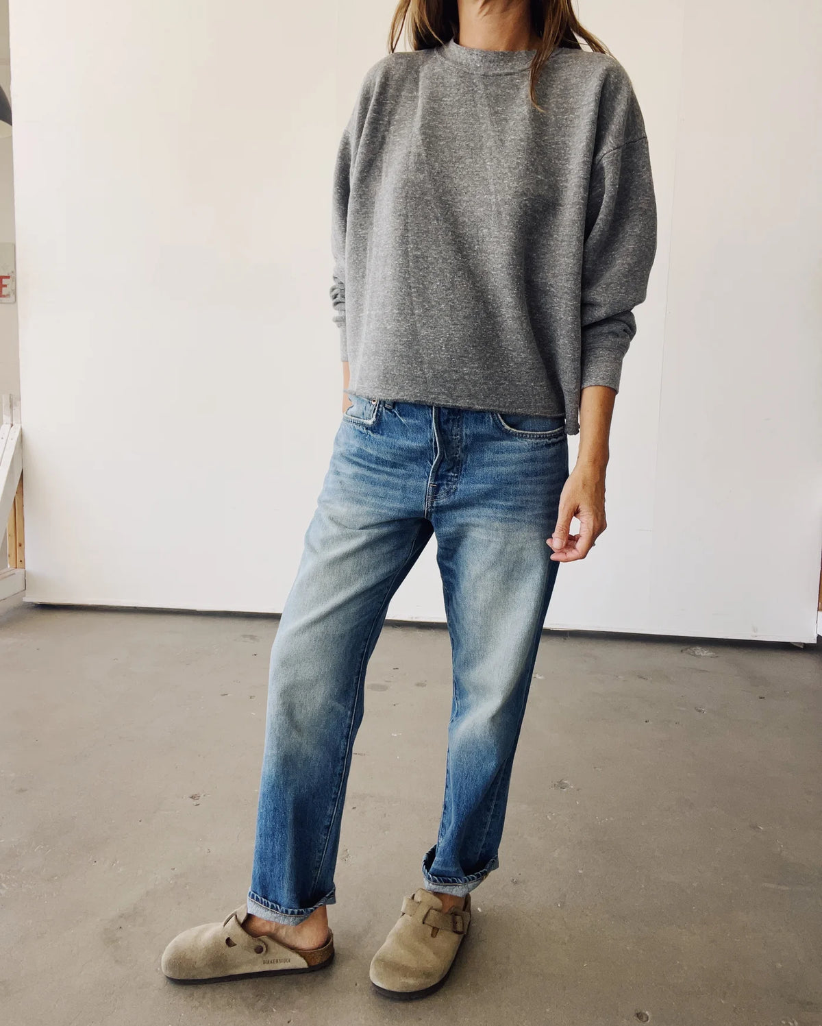The Boxy Crop Sweatshirt | PE Grey