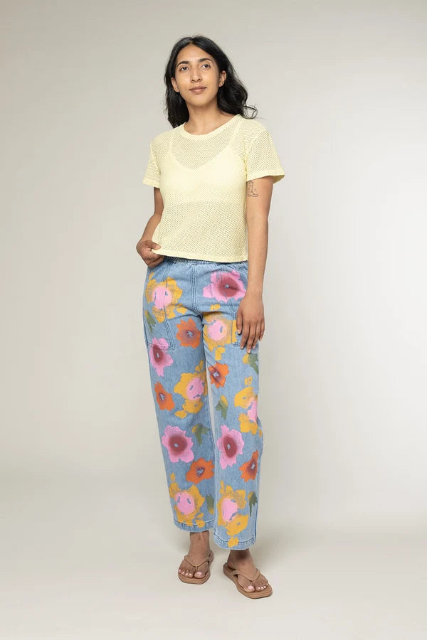 Floral Denim Ocean Pant | Black Indigo