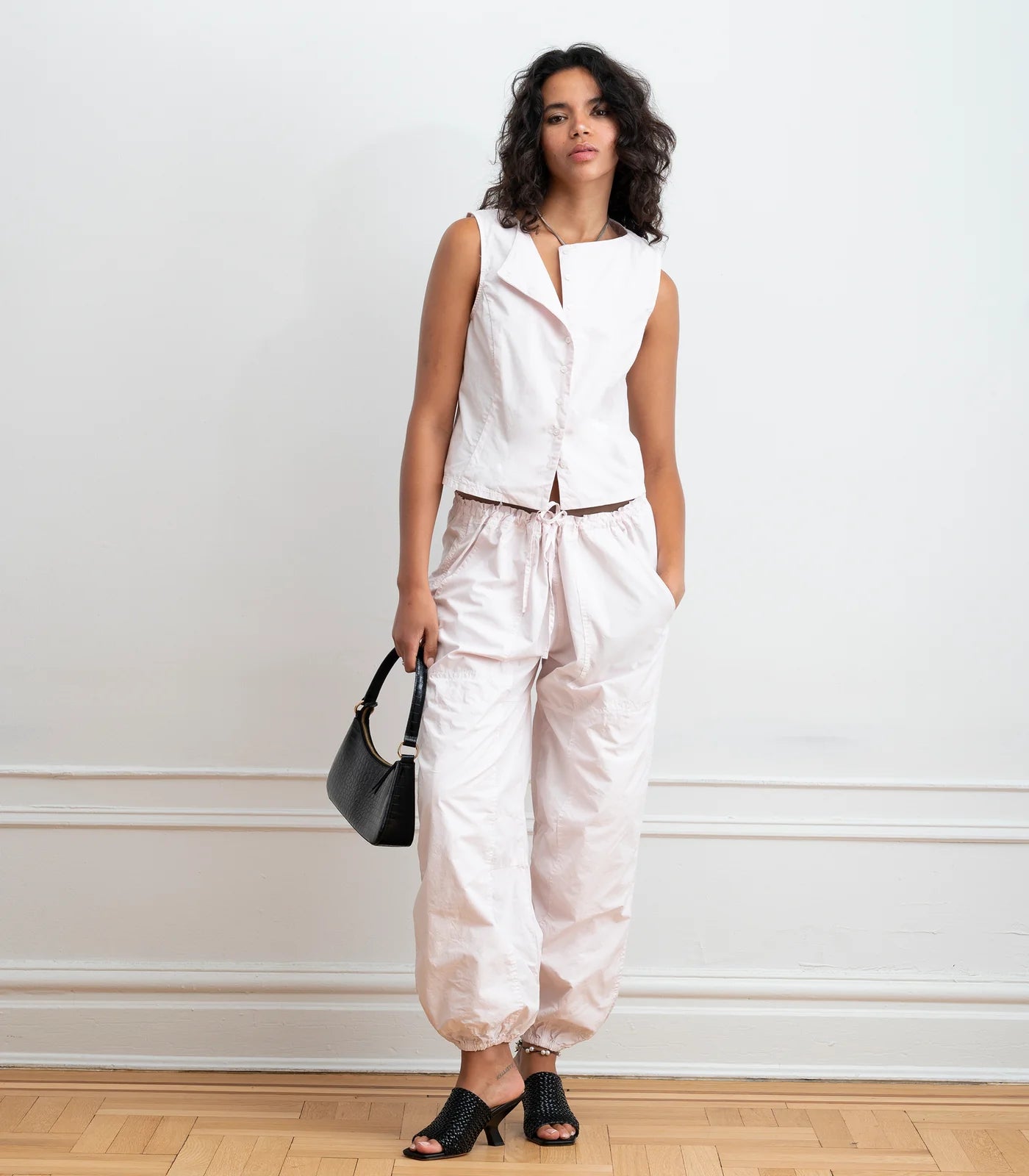 Hannah Cropped Tie Vest | Primrose
