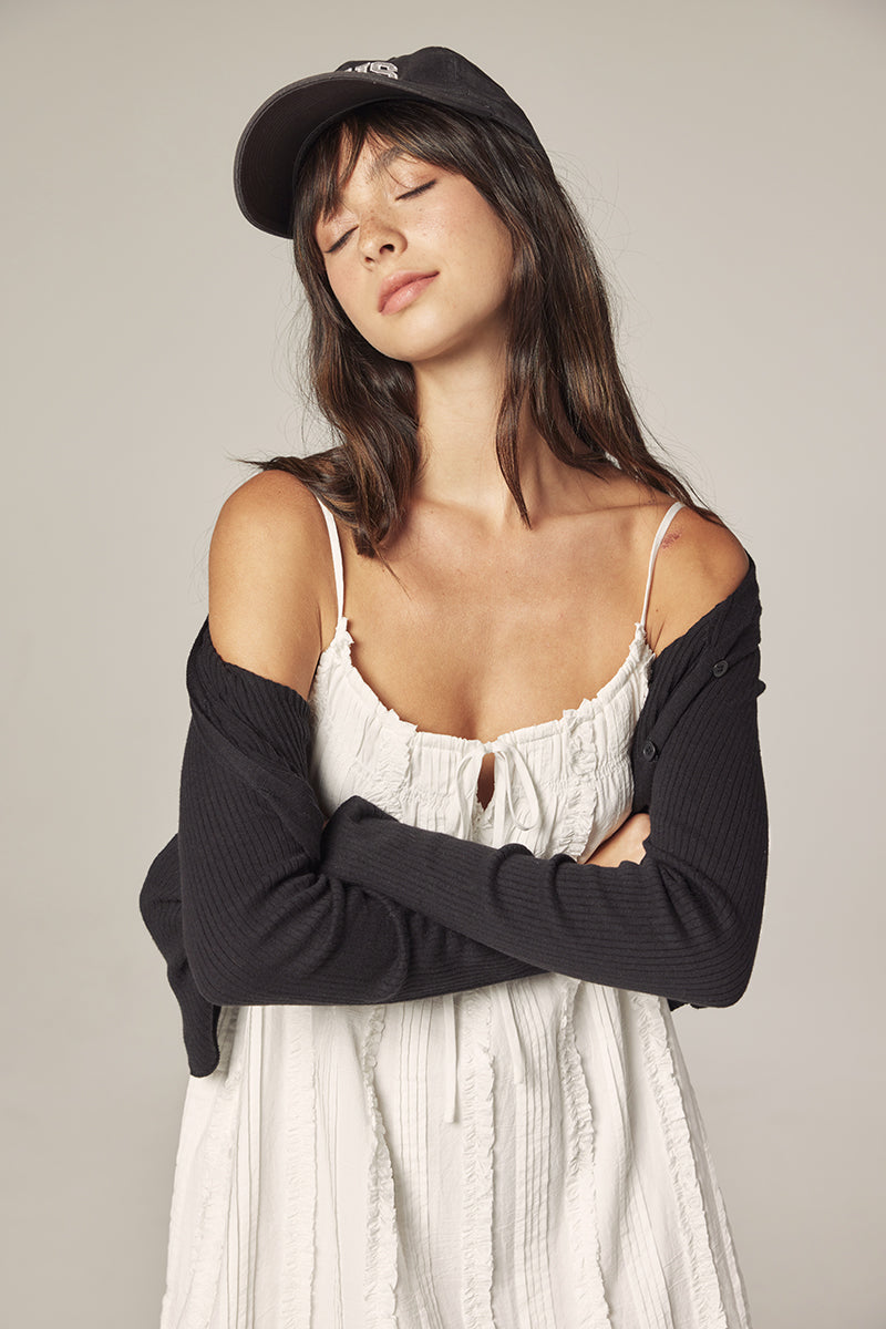 V-Neck Cotton Rib Cardigan