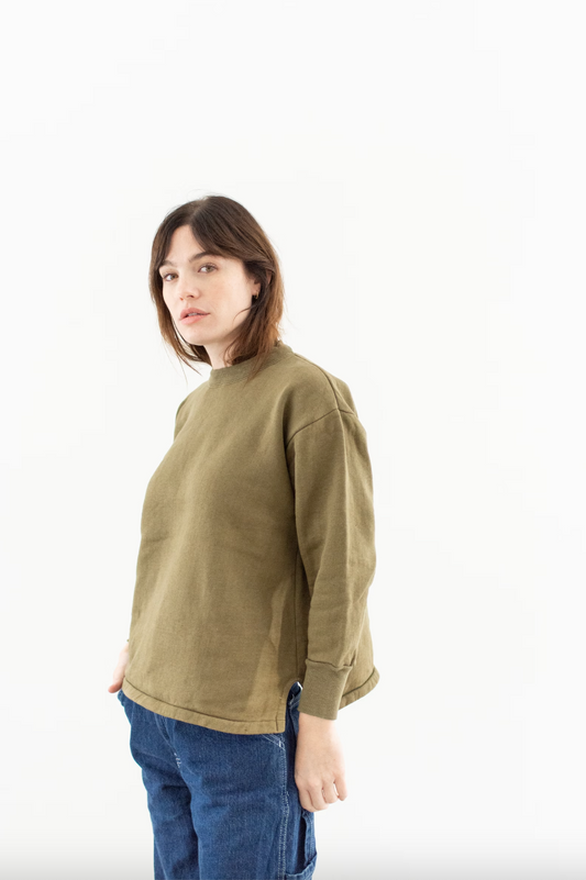 Vintage French Faded Olive Green Crew Sweatshirt