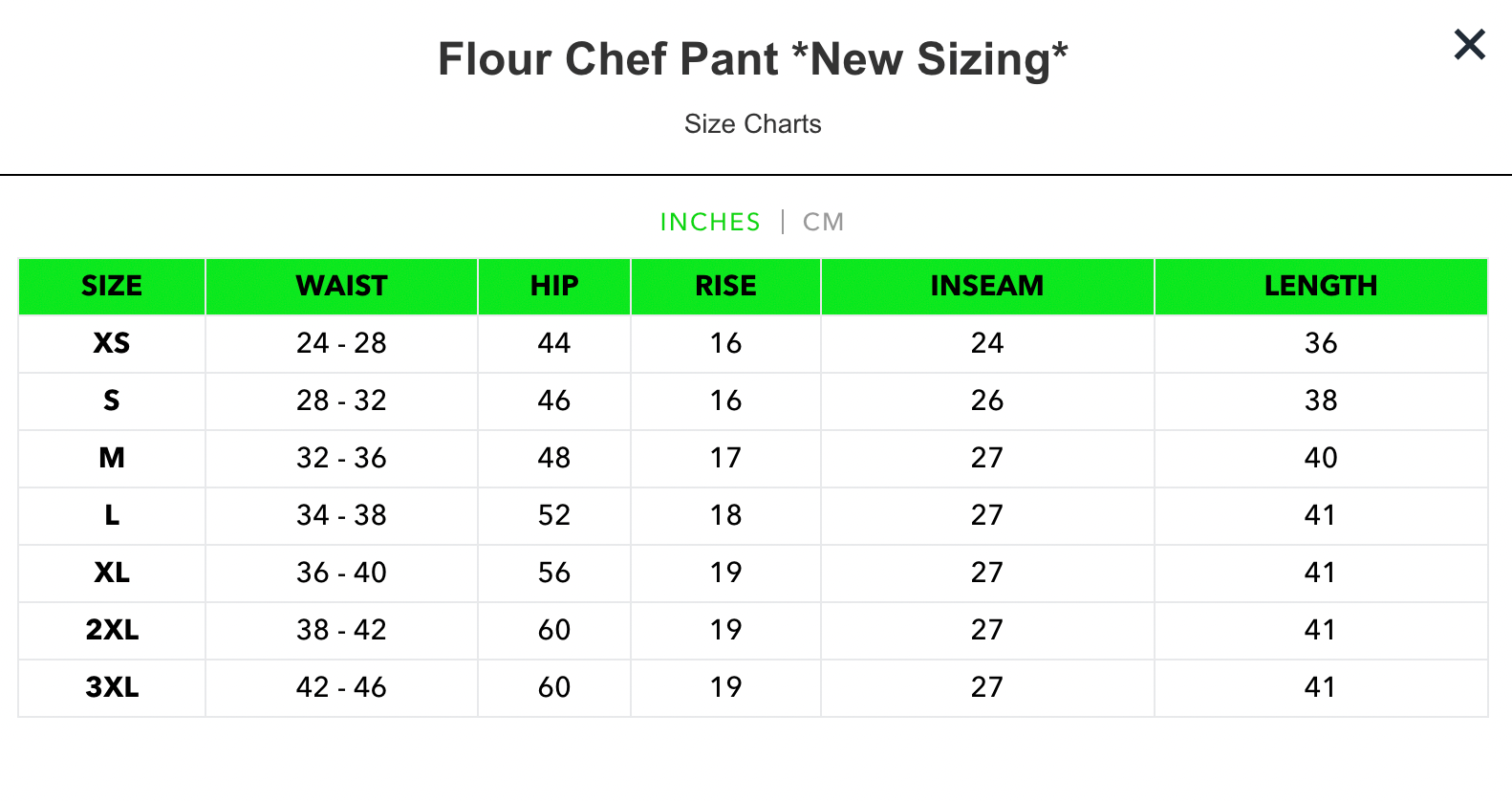 Chef Pant *new sizing*