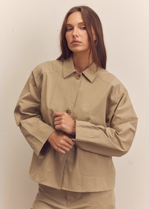 Button Down Worker Jacket | Sage