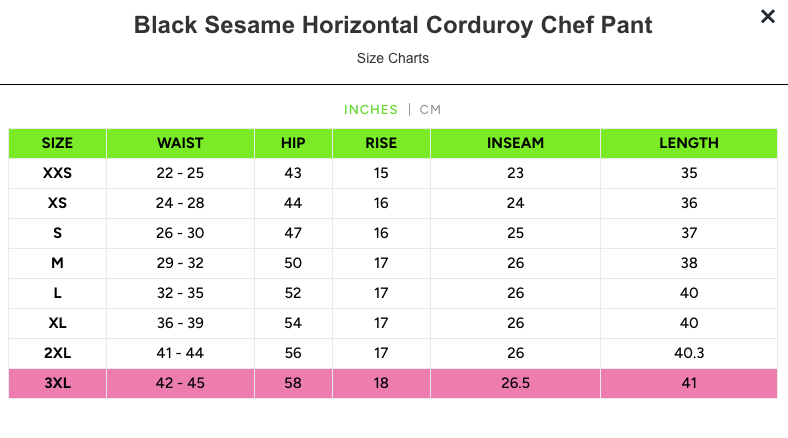 Horizontal Corduroy Chef Pant