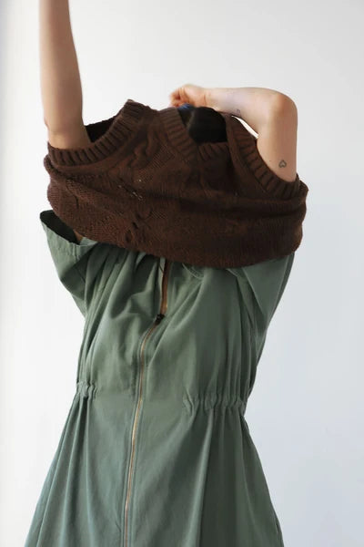 Braided Knit Vest - Chocolate