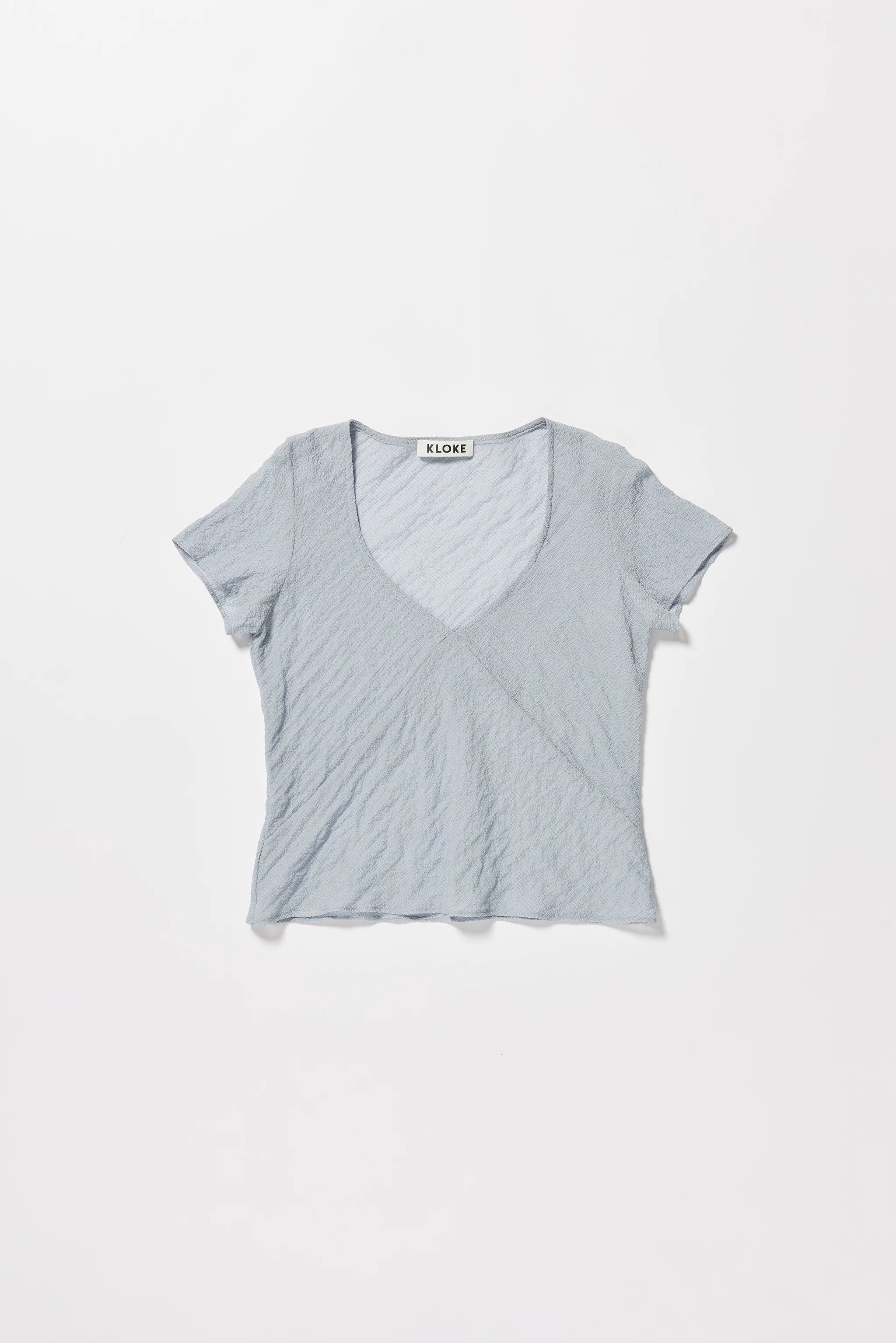 Centered V-neck Top | Pale Blue