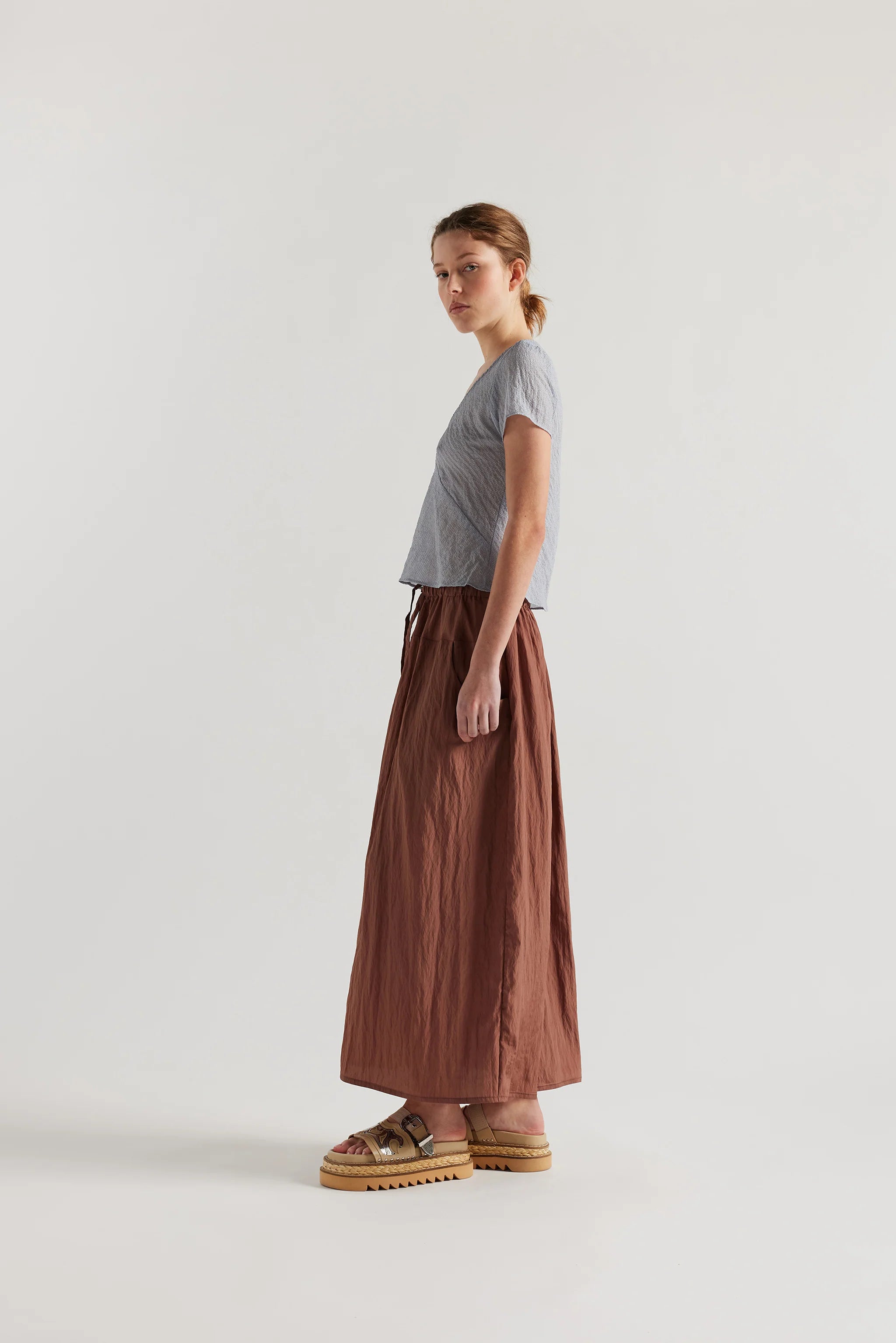 Centered V-neck Top | Pale Blue