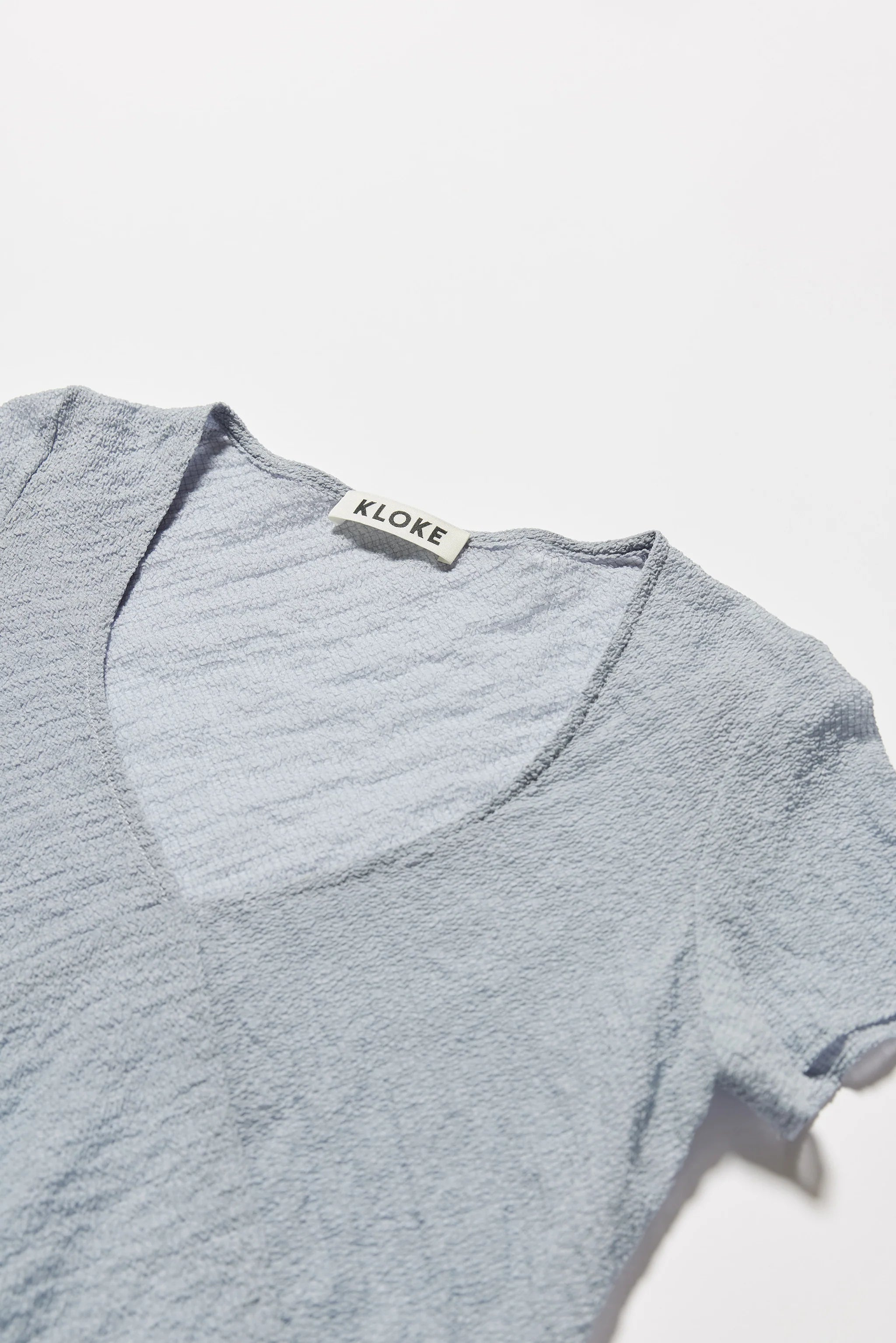 Centered V-neck Top | Pale Blue