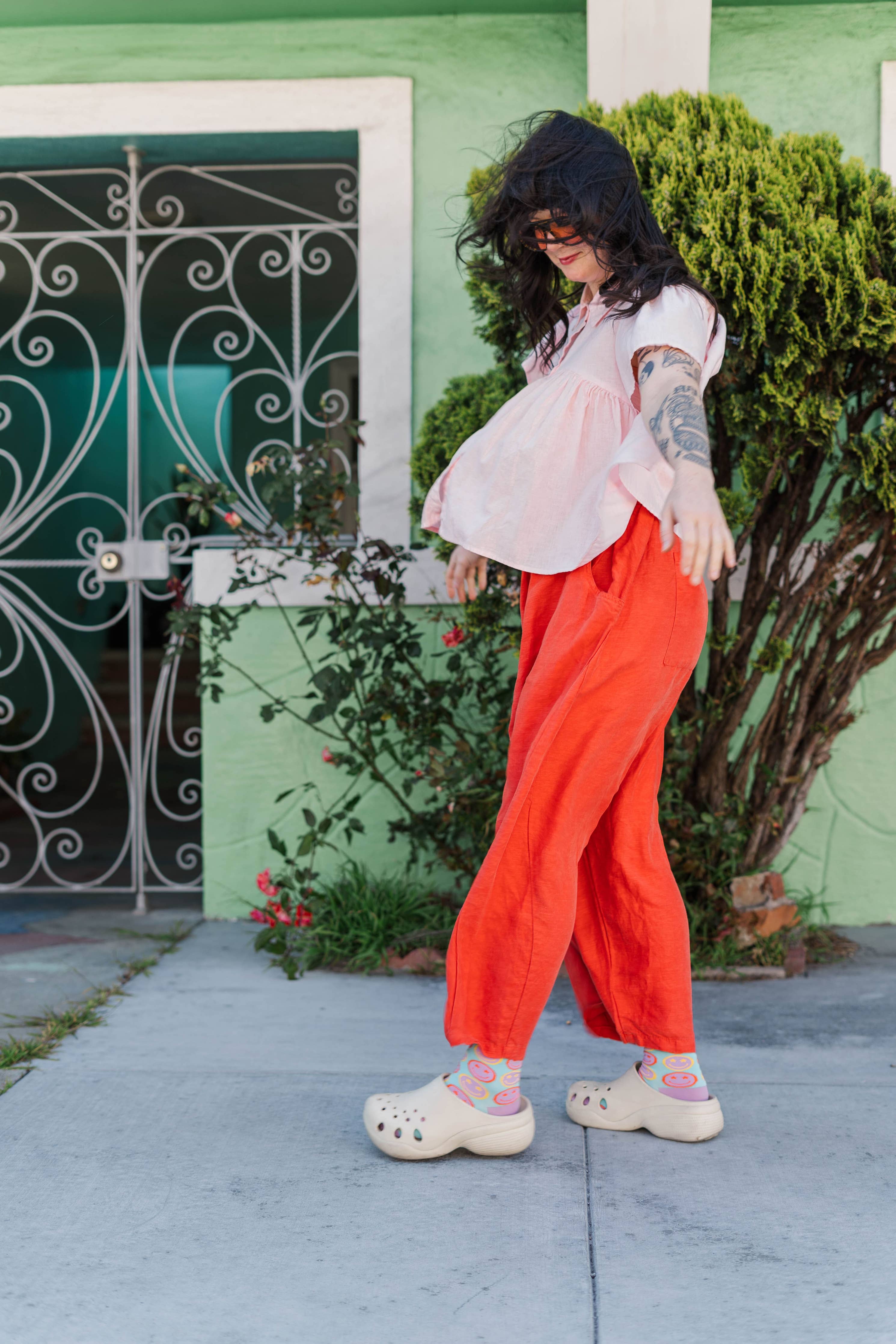 Tomato Linen Balloon Pant