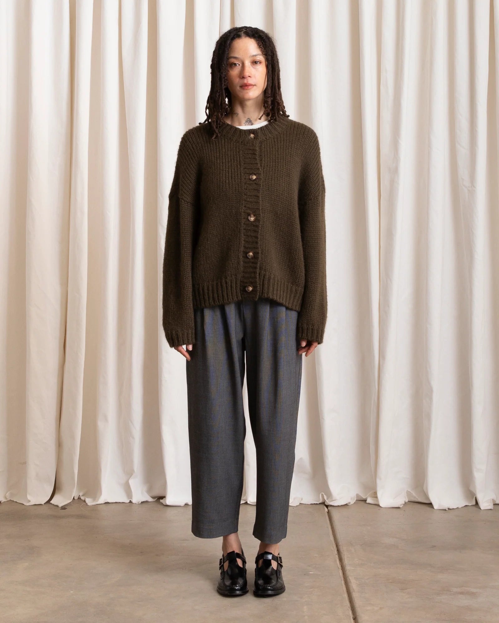 Merino Crew-Neck Cardigan