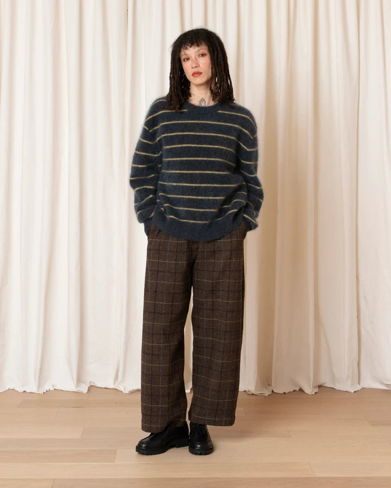 Oversized Mohair Pullover | Ocean/Ochre Stripe
