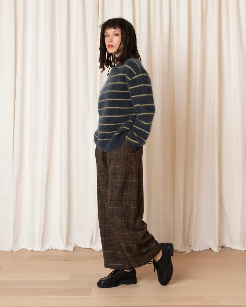 Oversized Mohair Pullover | Ocean/Ochre Stripe