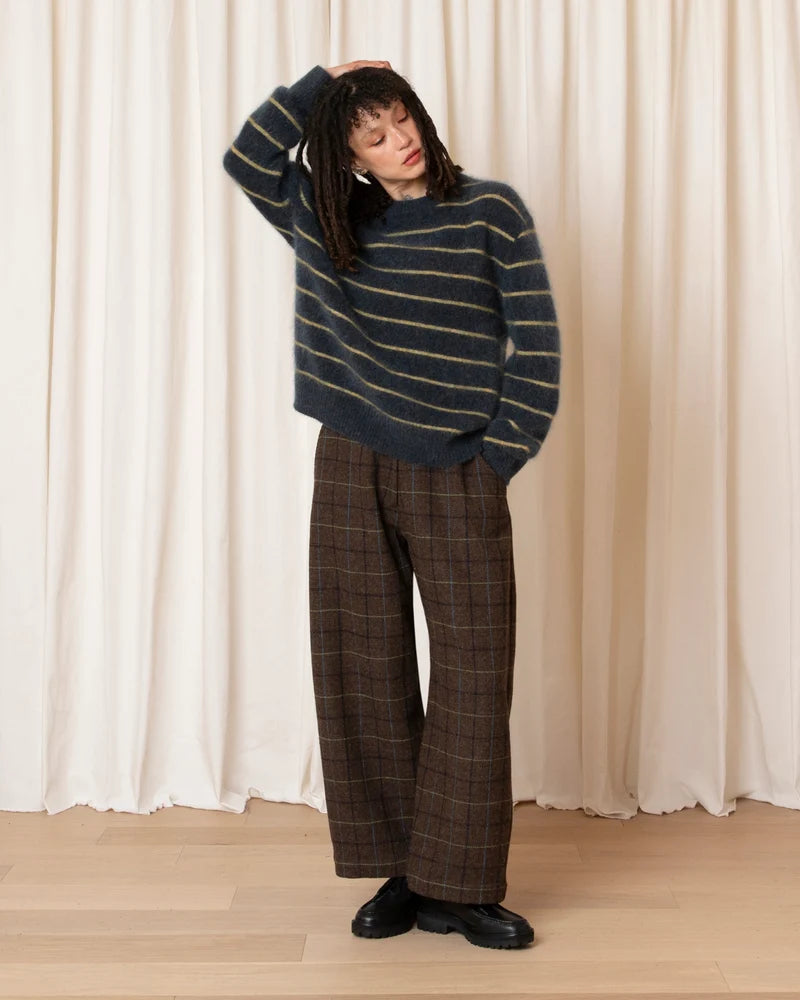 Oversized Mohair Pullover | Ocean/Ochre Stripe