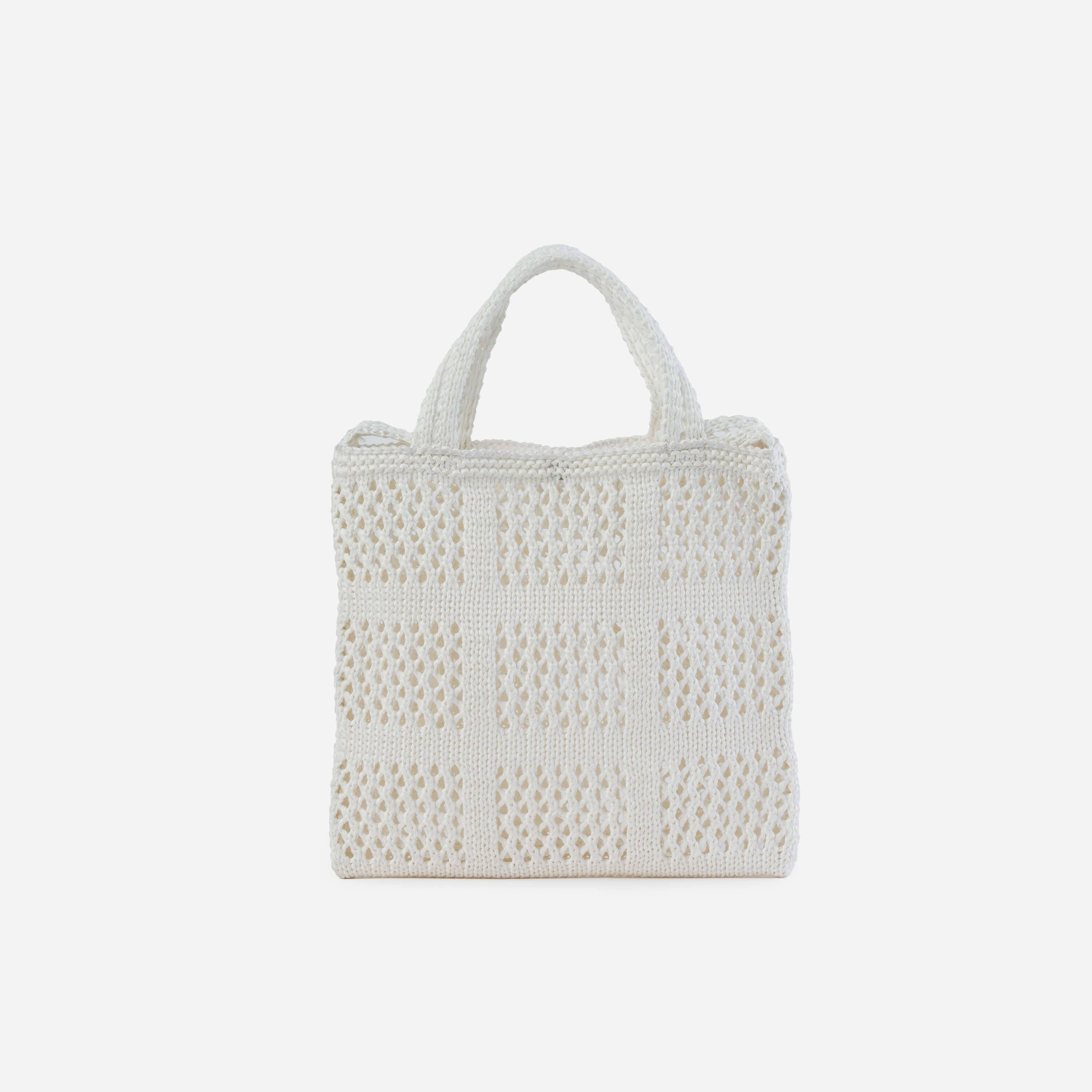 Grid Raffia Mini Tote