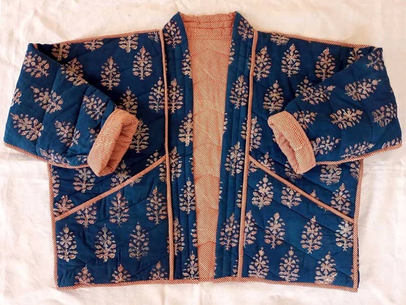Quilted Cotton Jacket | Indigo Pop / Stripe
