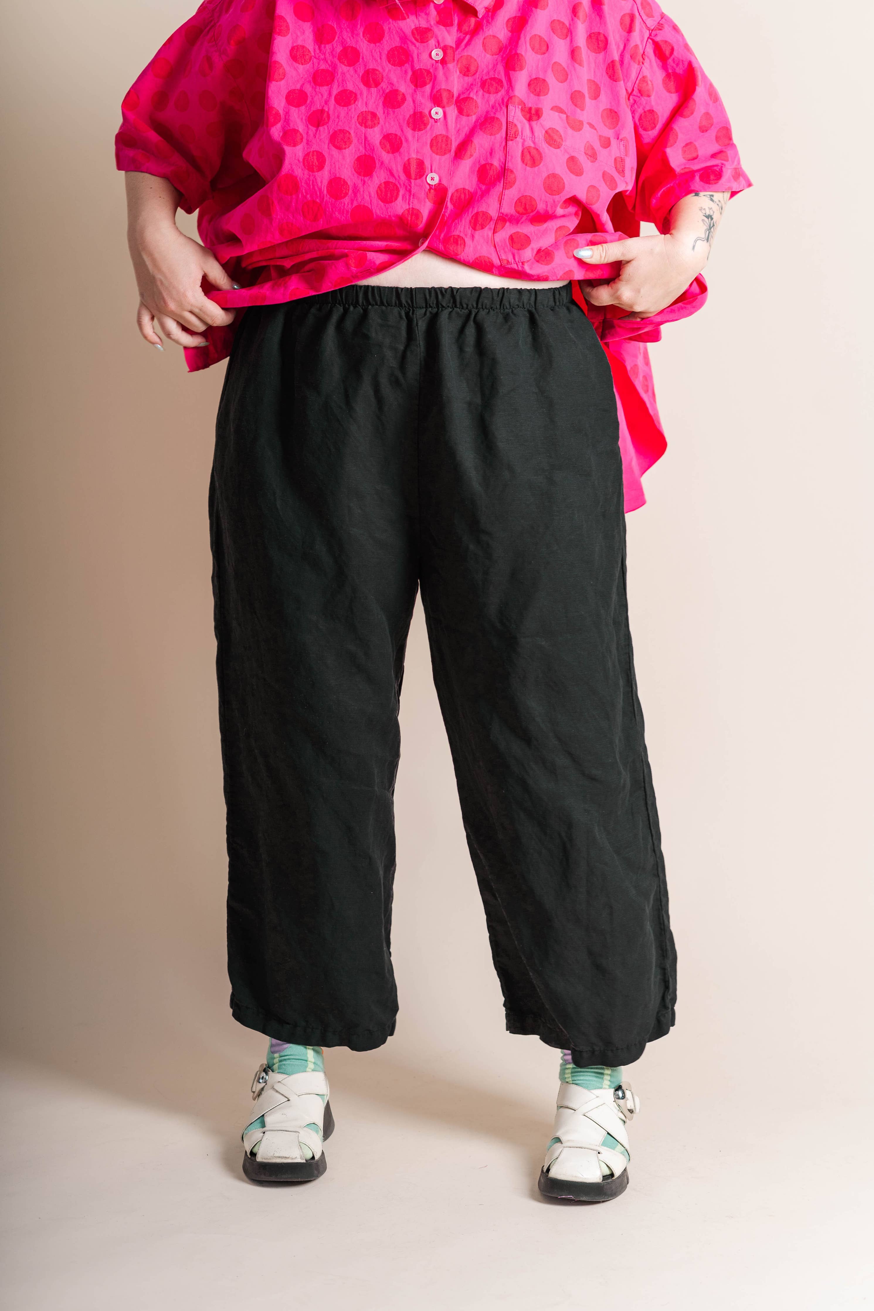 Nettle Studios - Plus Size Women's Pant - Black Linen Pant: XL