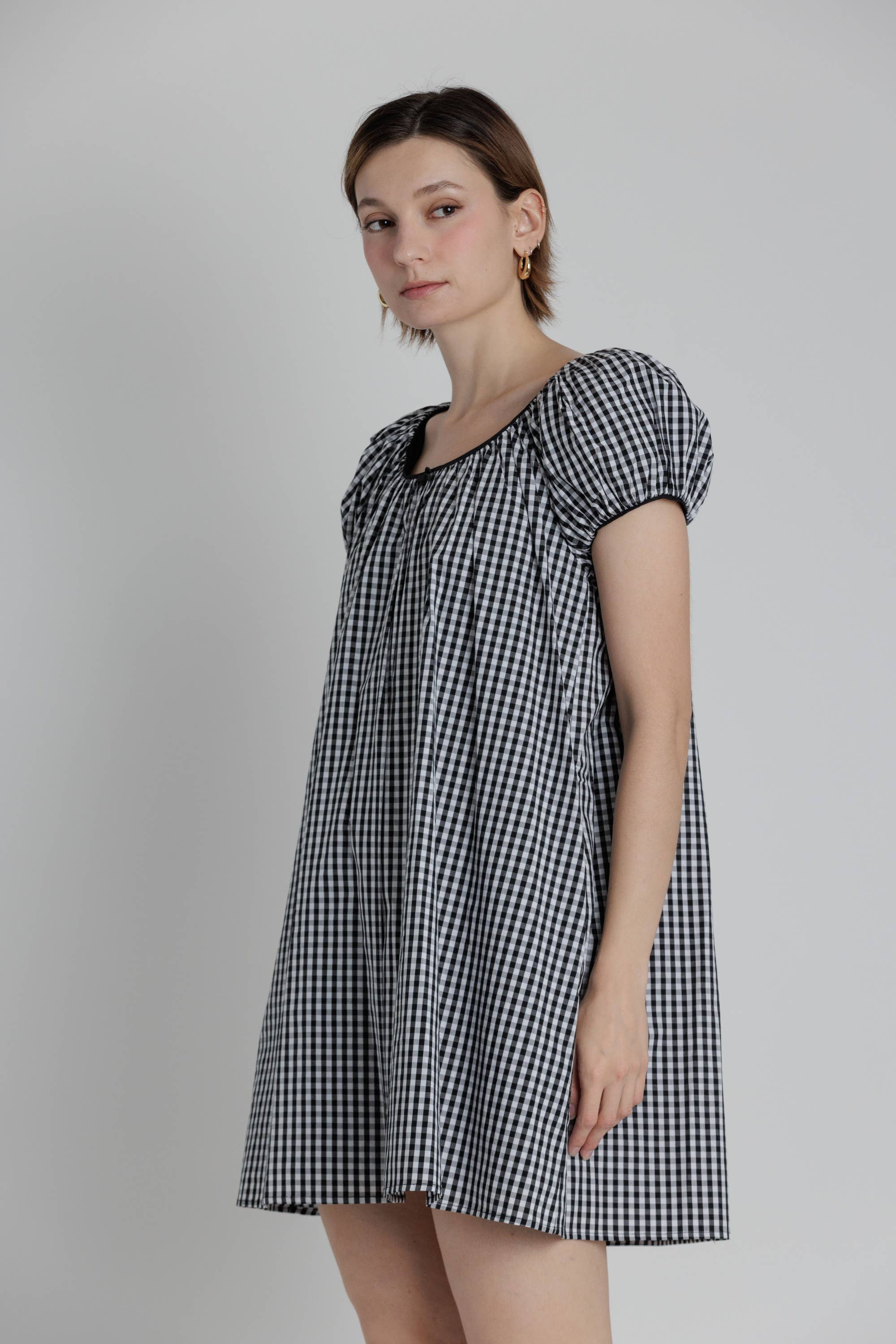 Gingham Babydoll Mini Dress