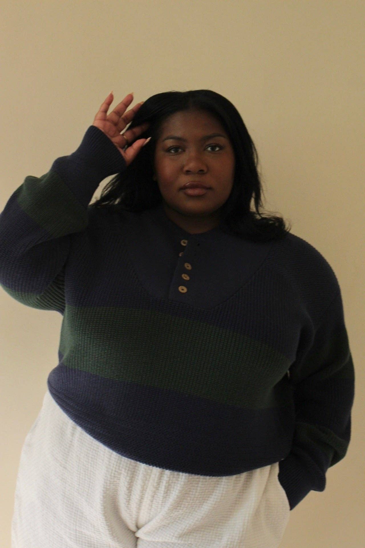 Pima Cotton Striped Henley