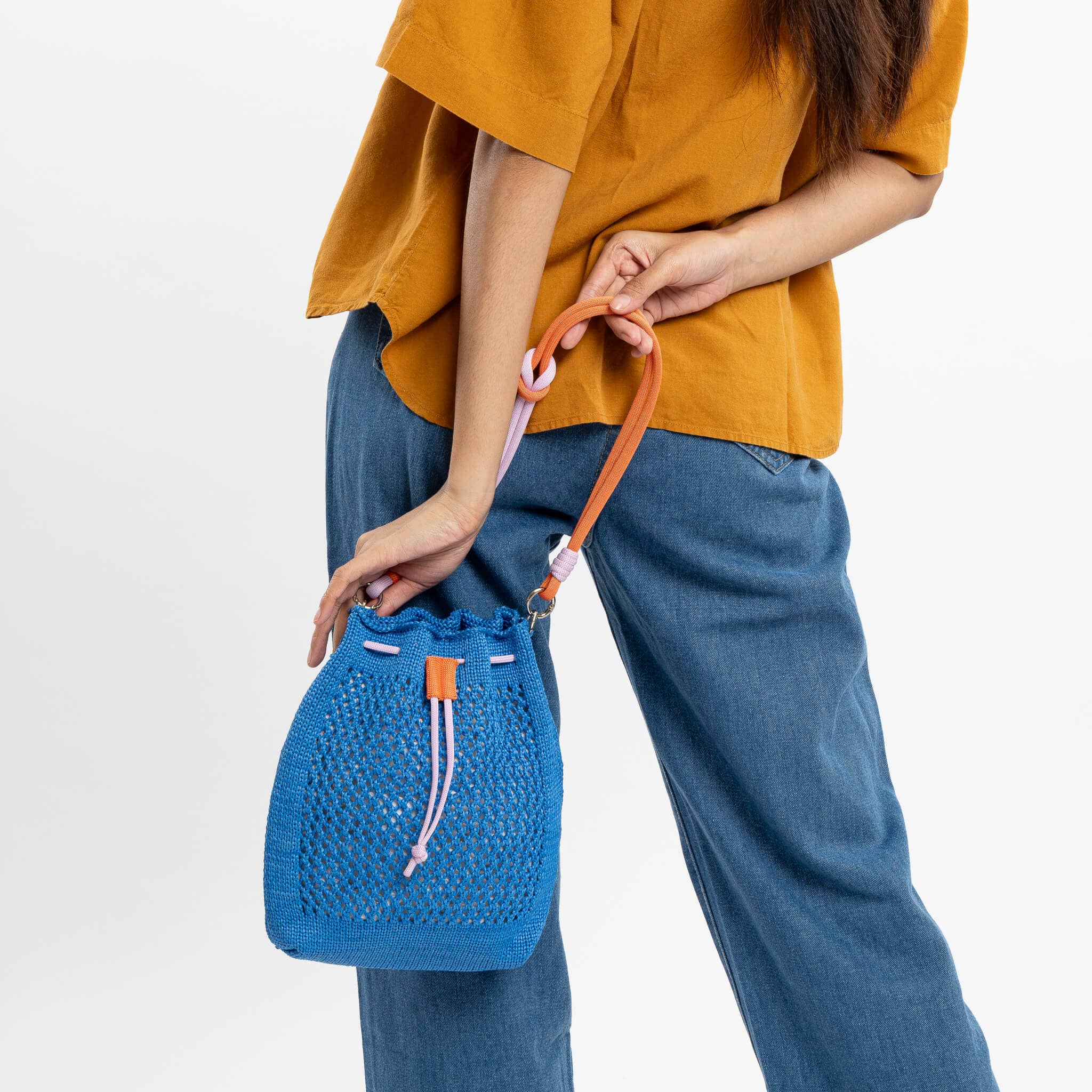 Drawstring Raffia Mini Bag