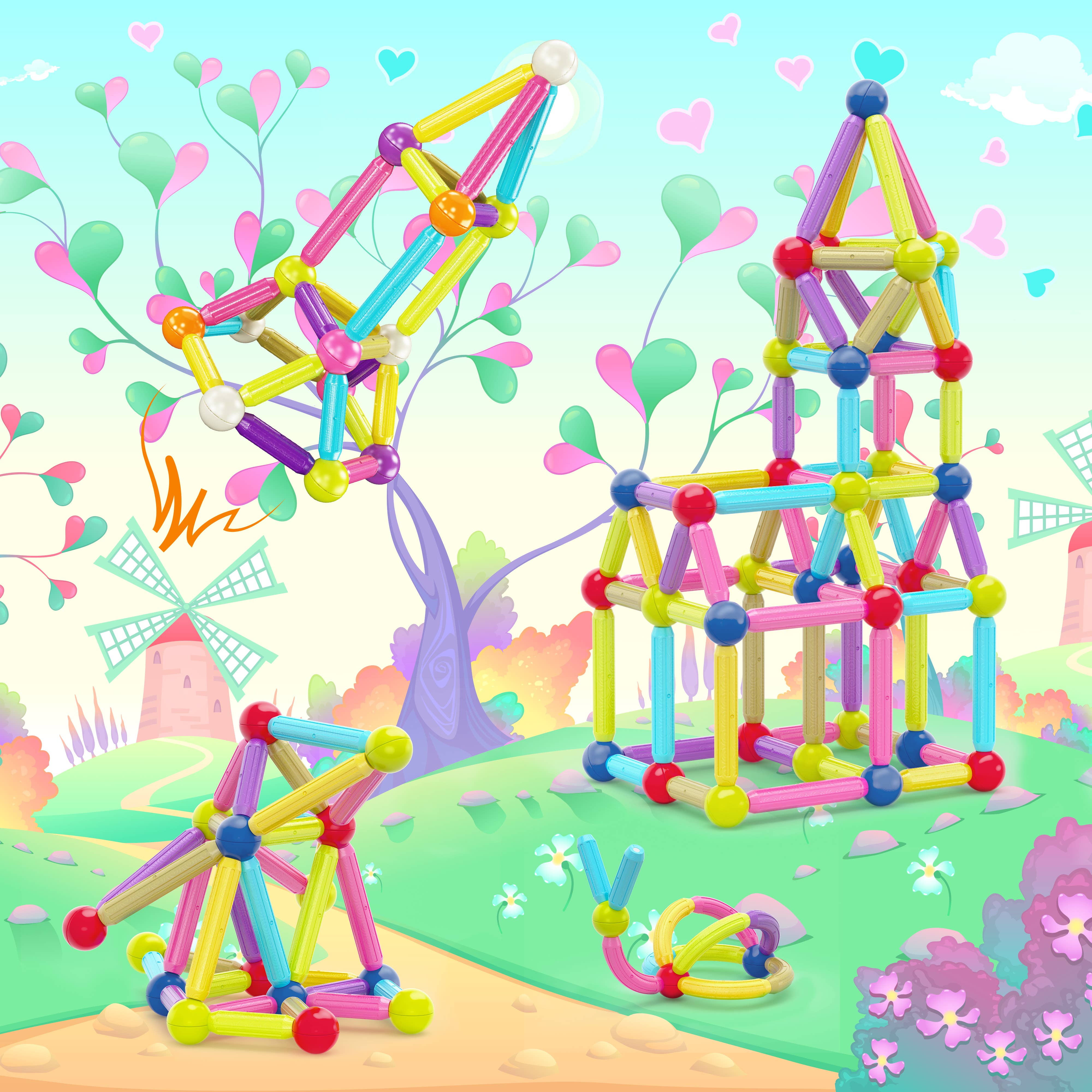 Magnetic Stick Stacking Blocks