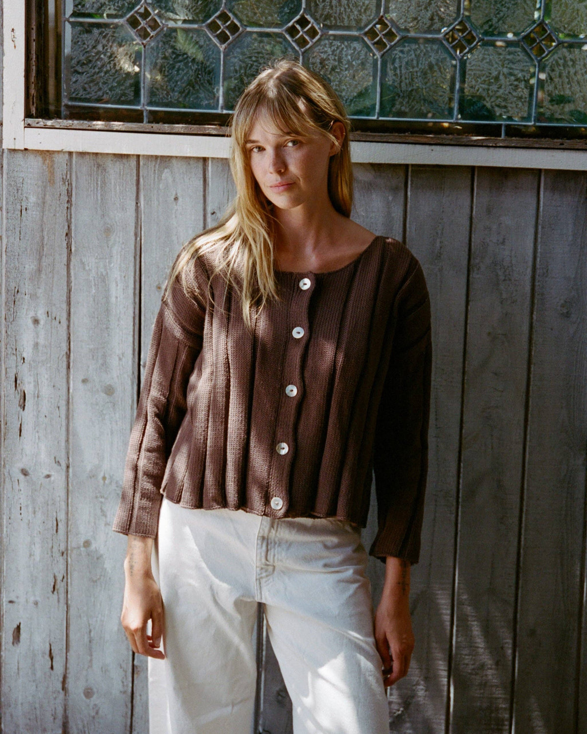 Anne Ribbed Knit Cardigan | Chocolate