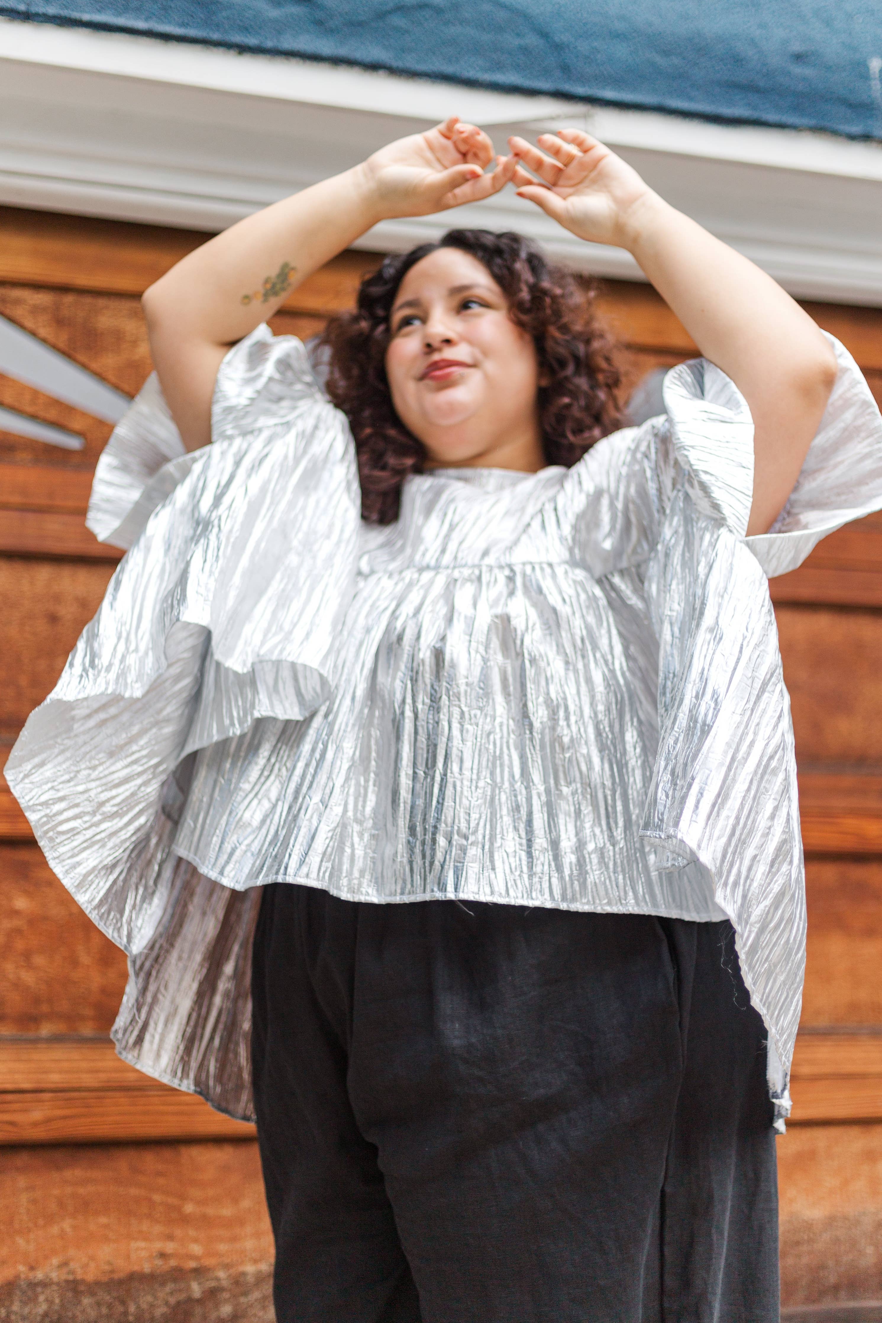 Silver Metallic Mushroom Top