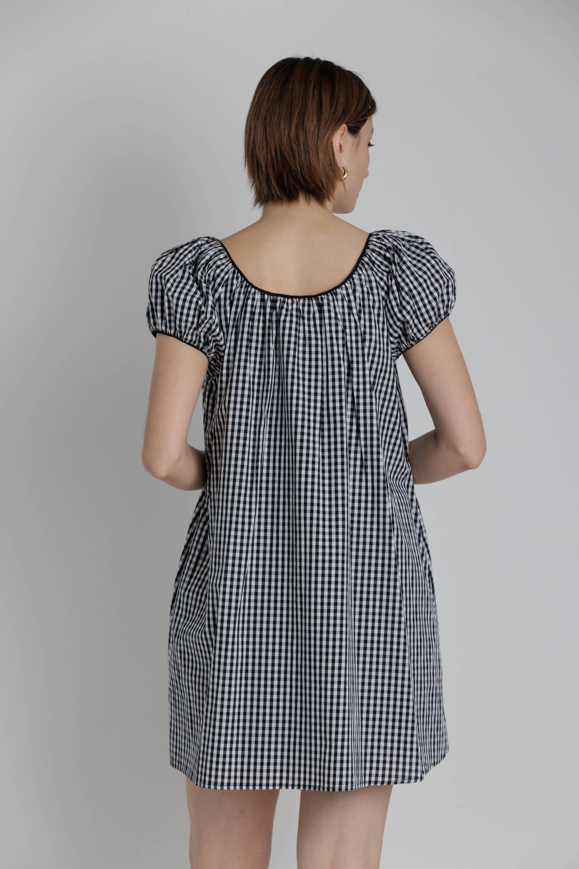 Gingham Babydoll Mini Dress