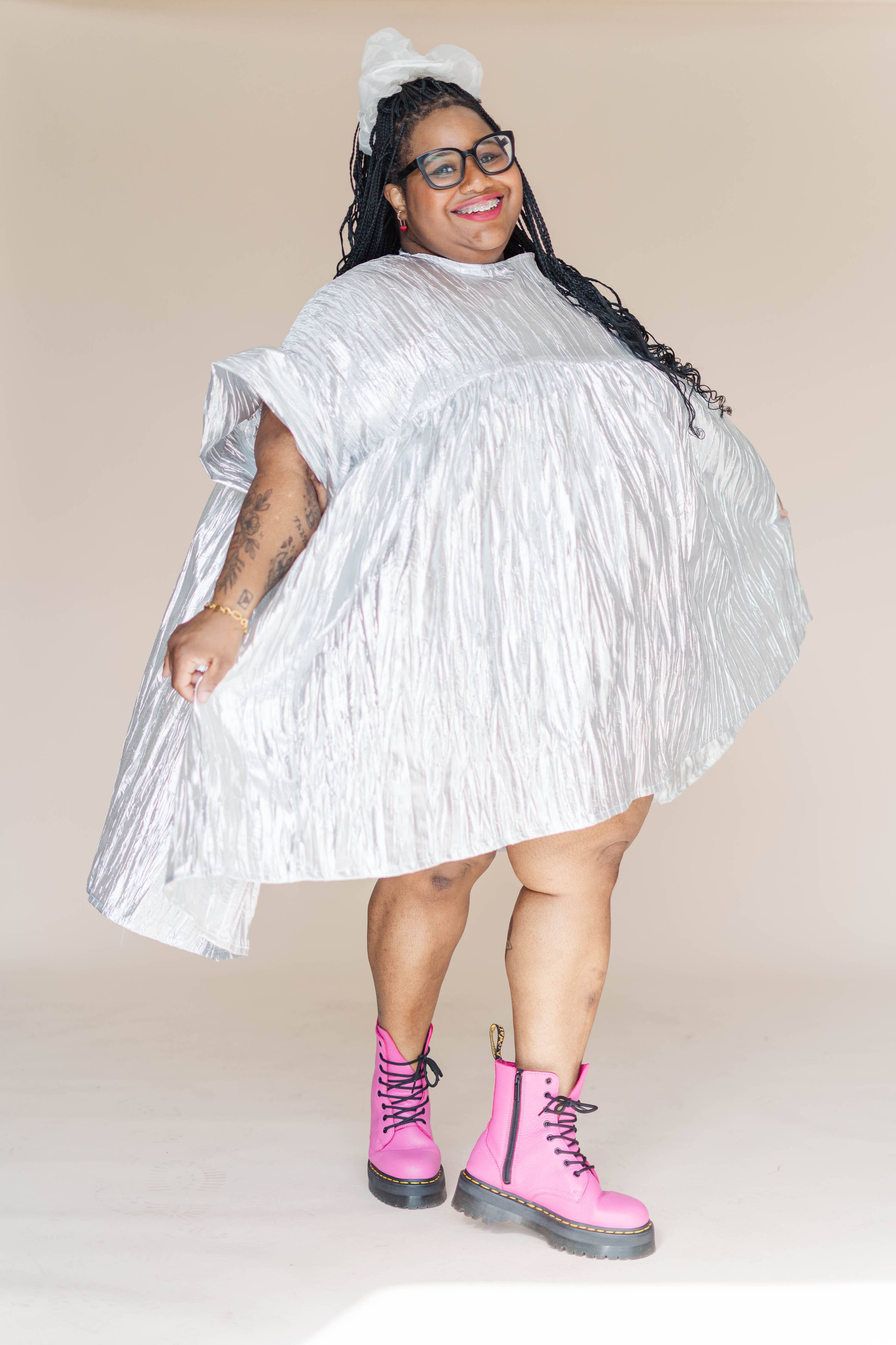Silver Metallic Mini Dress – Shop Kish