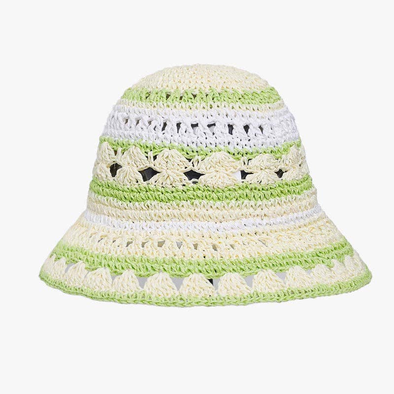 Dipped Shop - Fashion Color Block Striped Knit Bucket Hat 8BK6HAT41: Beige