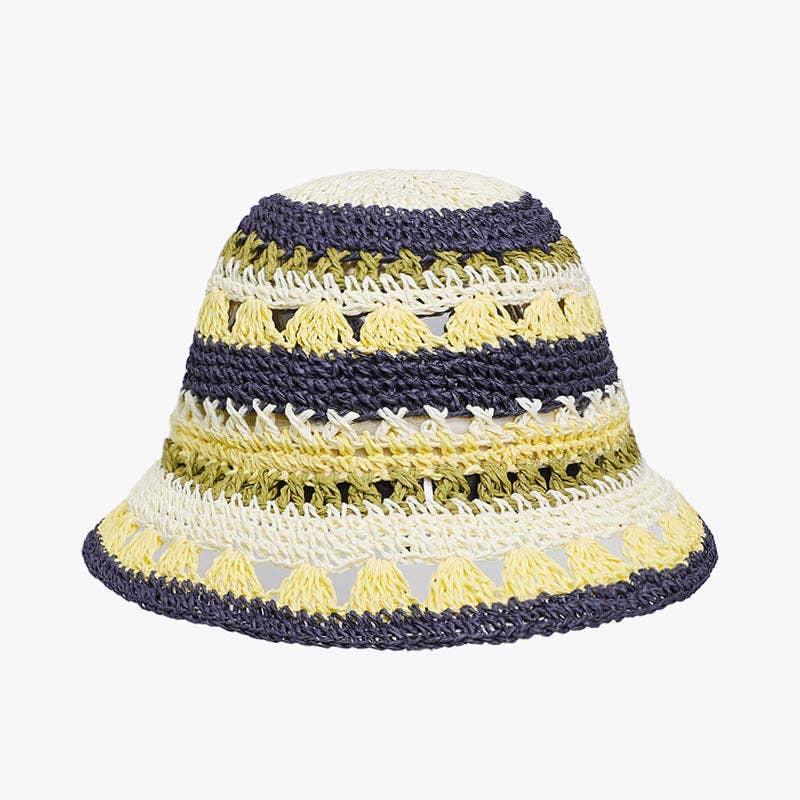 Dipped Shop - Fashion Color Block Striped Knit Bucket Hat 8BK6HAT41: Khaki