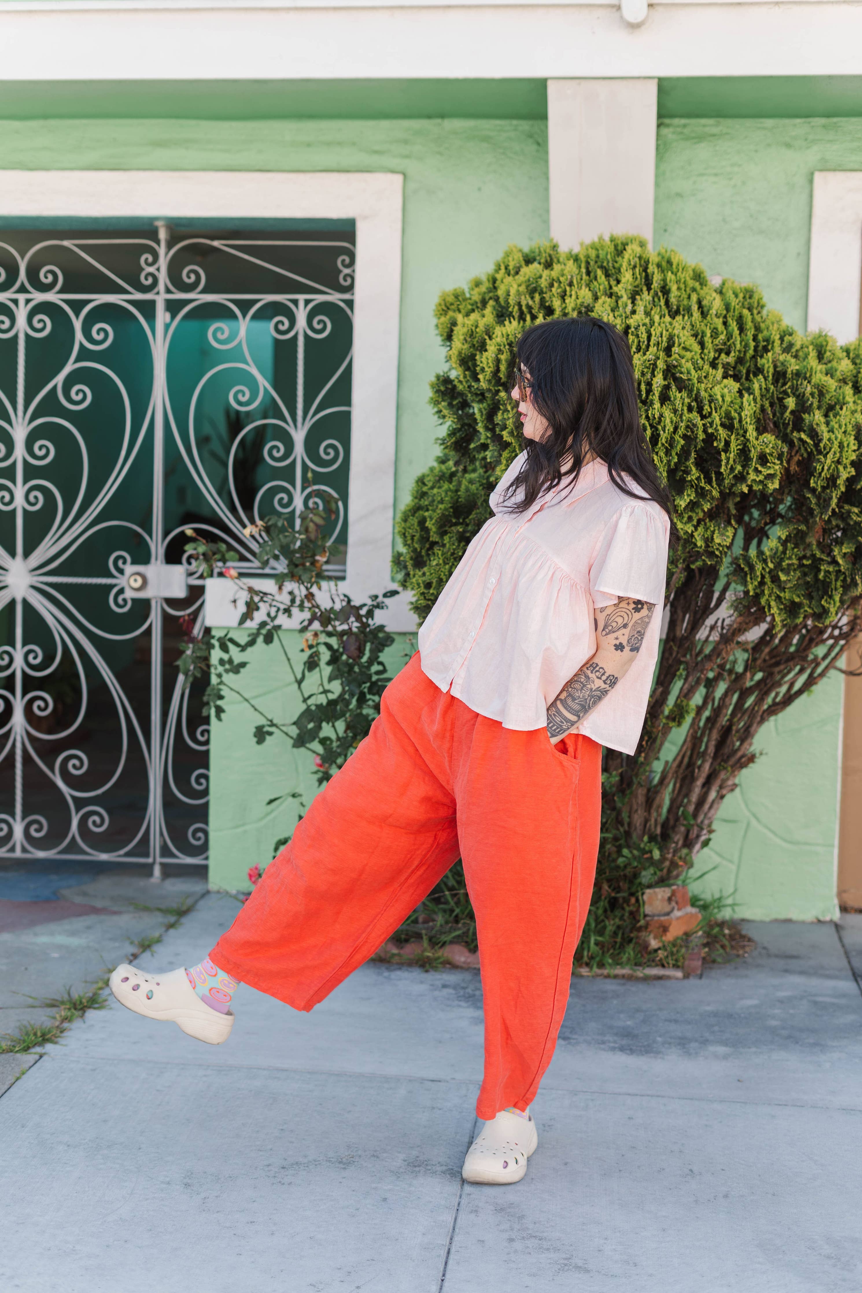 Tomato Linen Balloon Pant