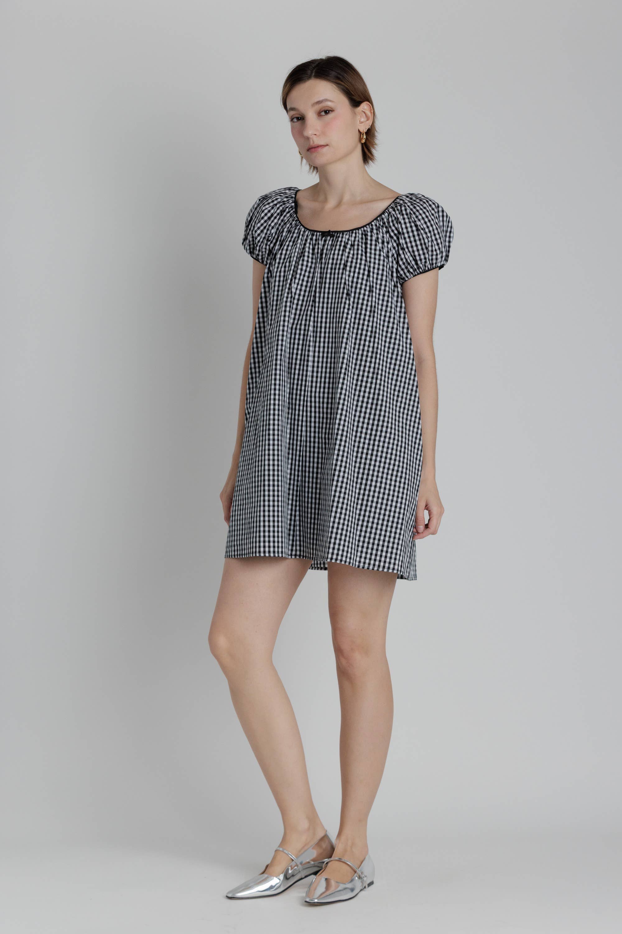Gingham Babydoll Mini Dress