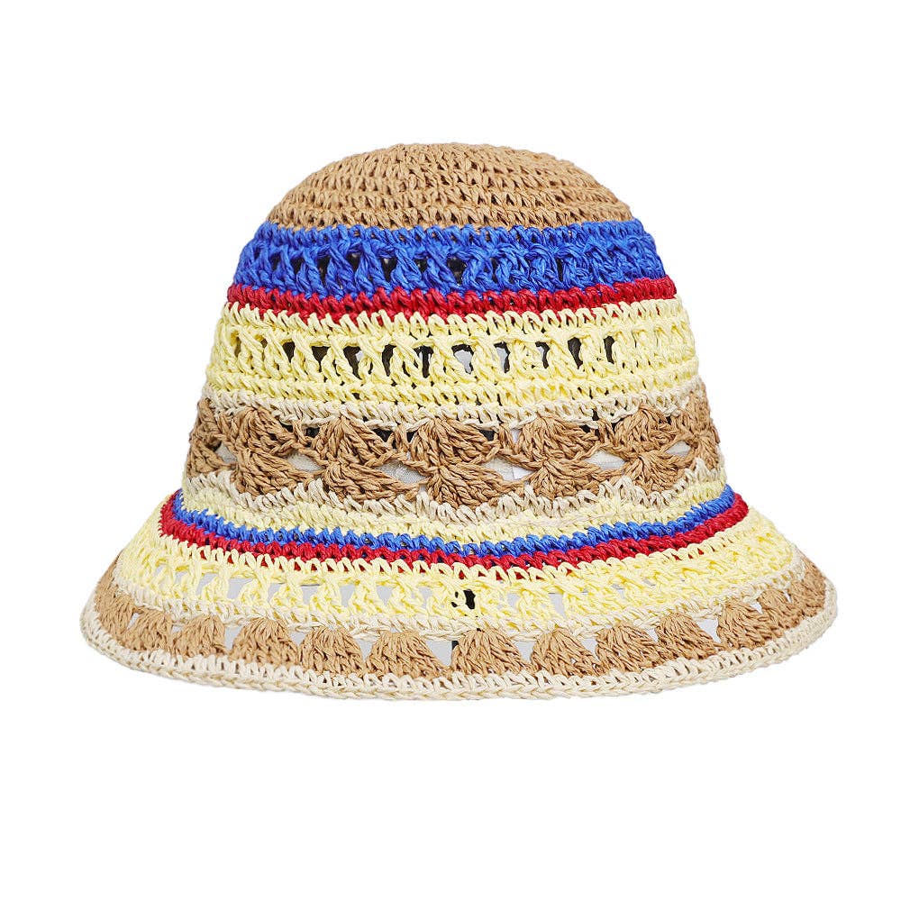 Dipped Shop - Fashion Color Block Striped Knit Bucket Hat 8BK6HAT41: Green