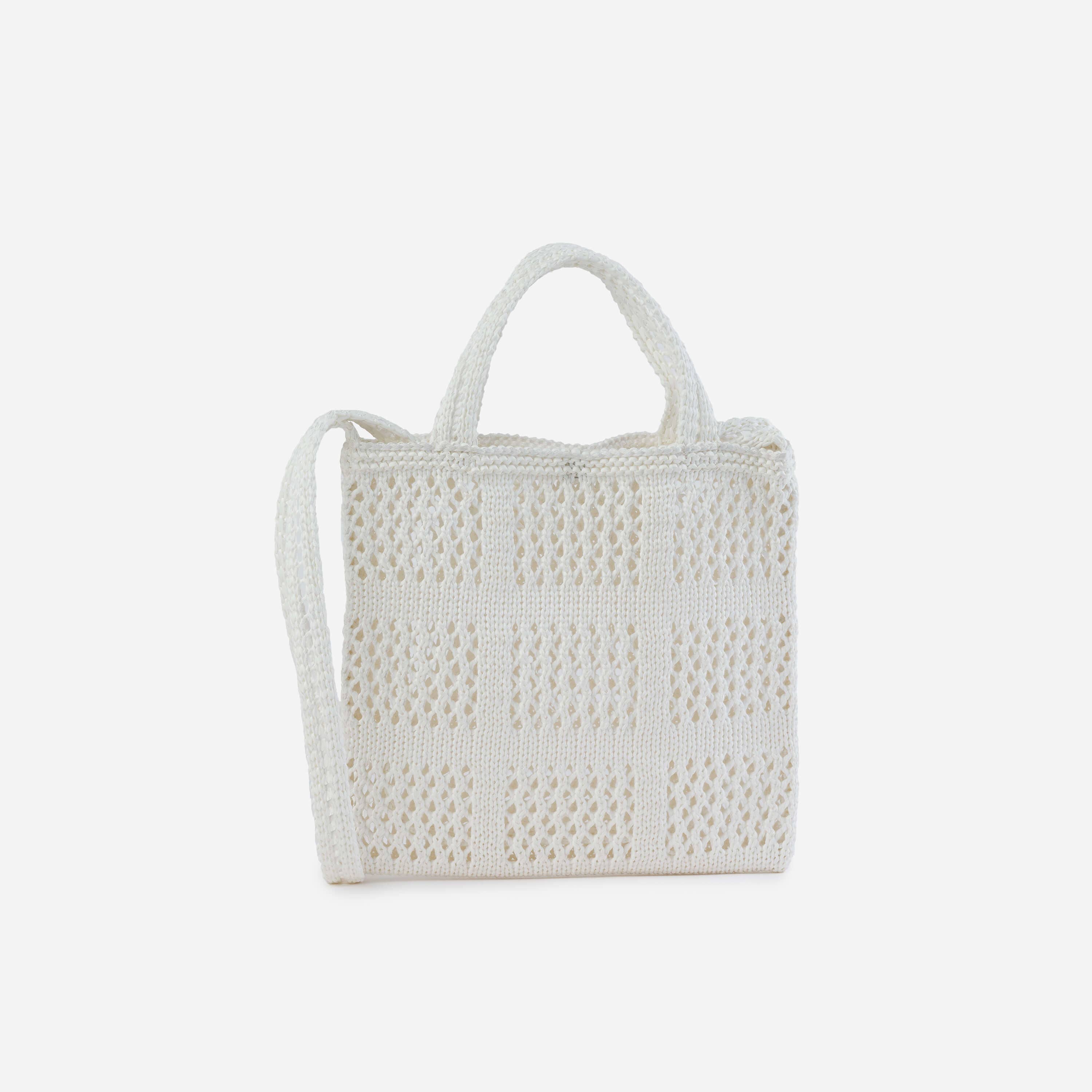 Grid Raffia Mini Tote