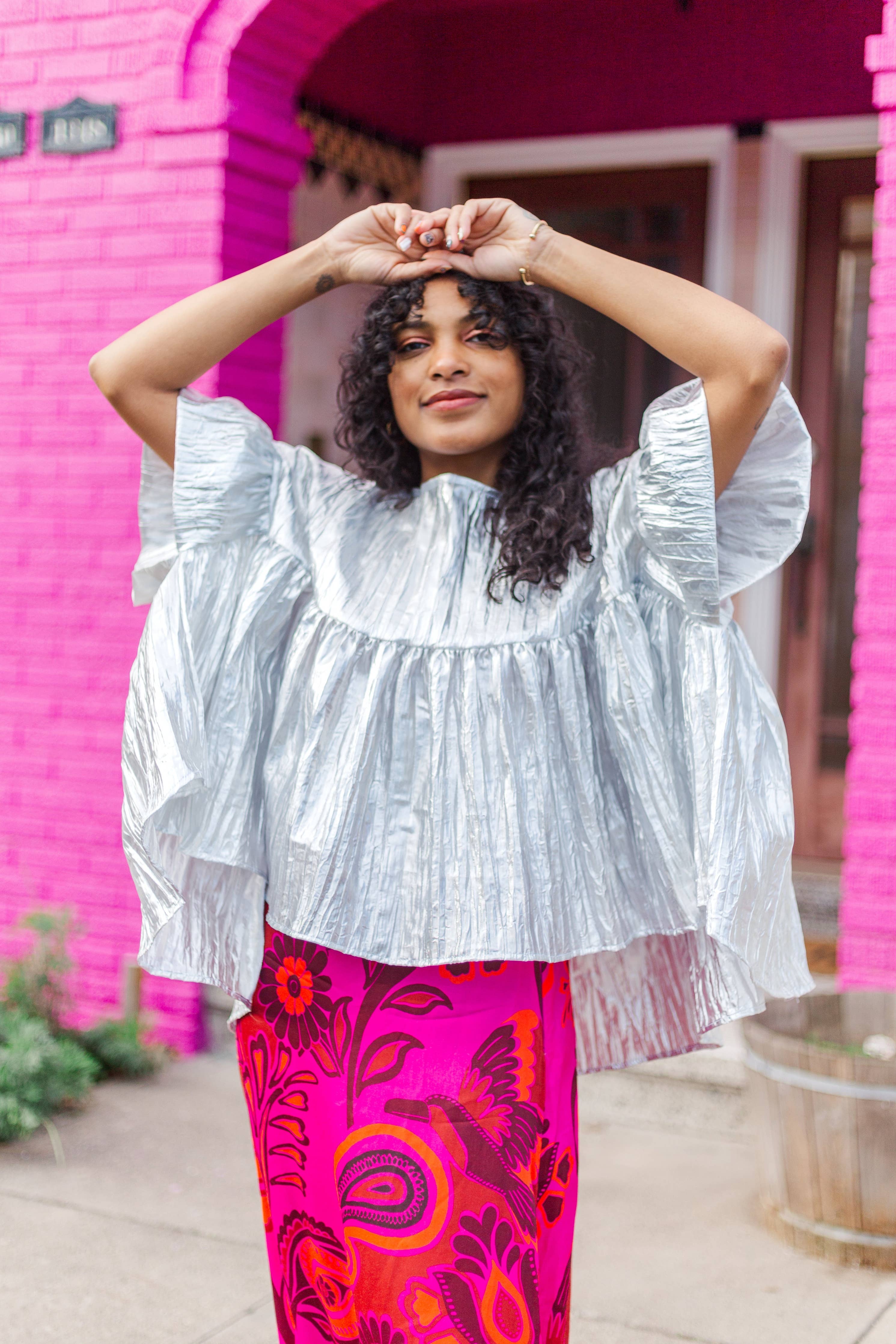 Silver Metallic Mushroom Top