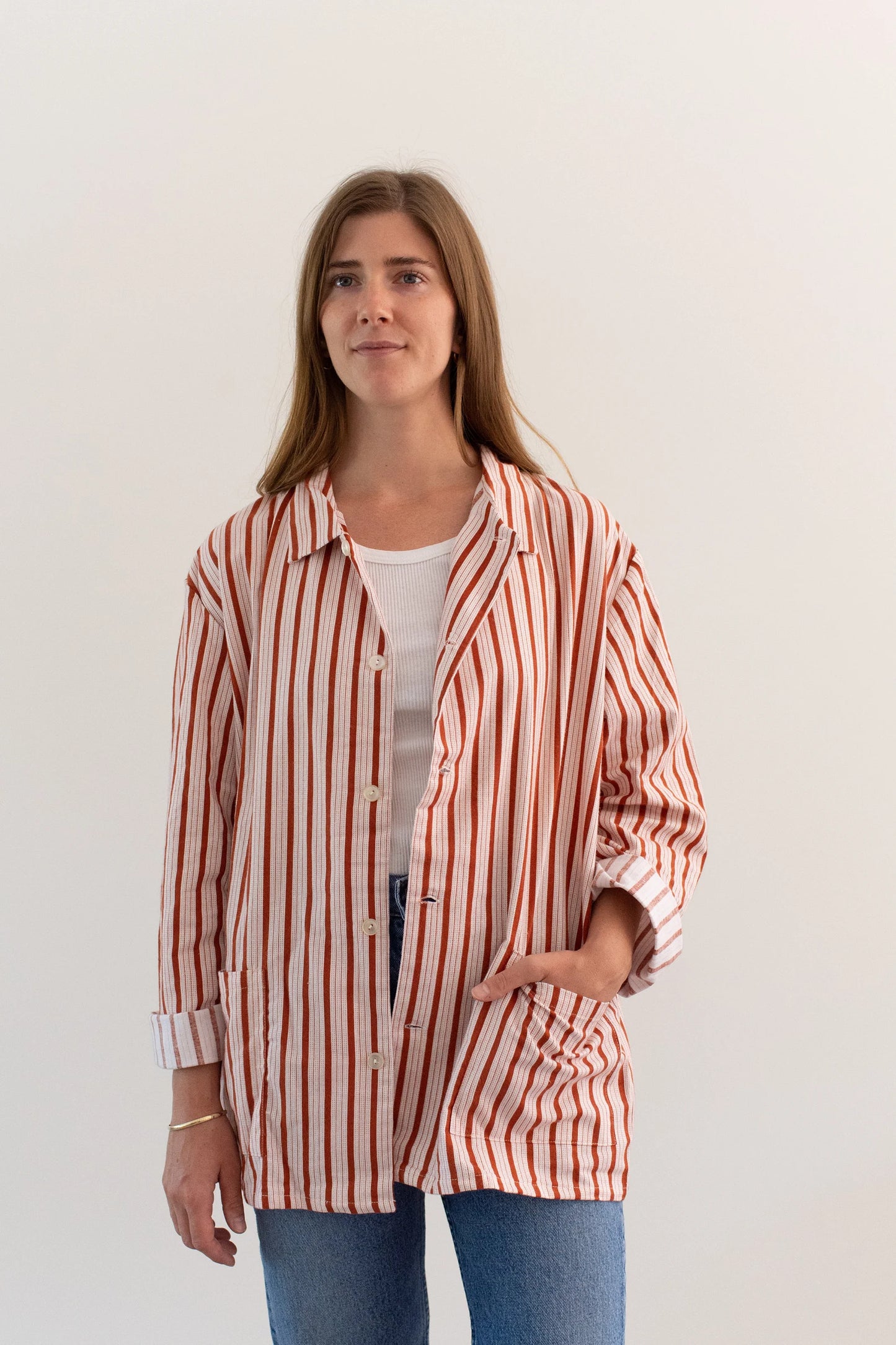 Vintage Striped Pajama Chore Jacket