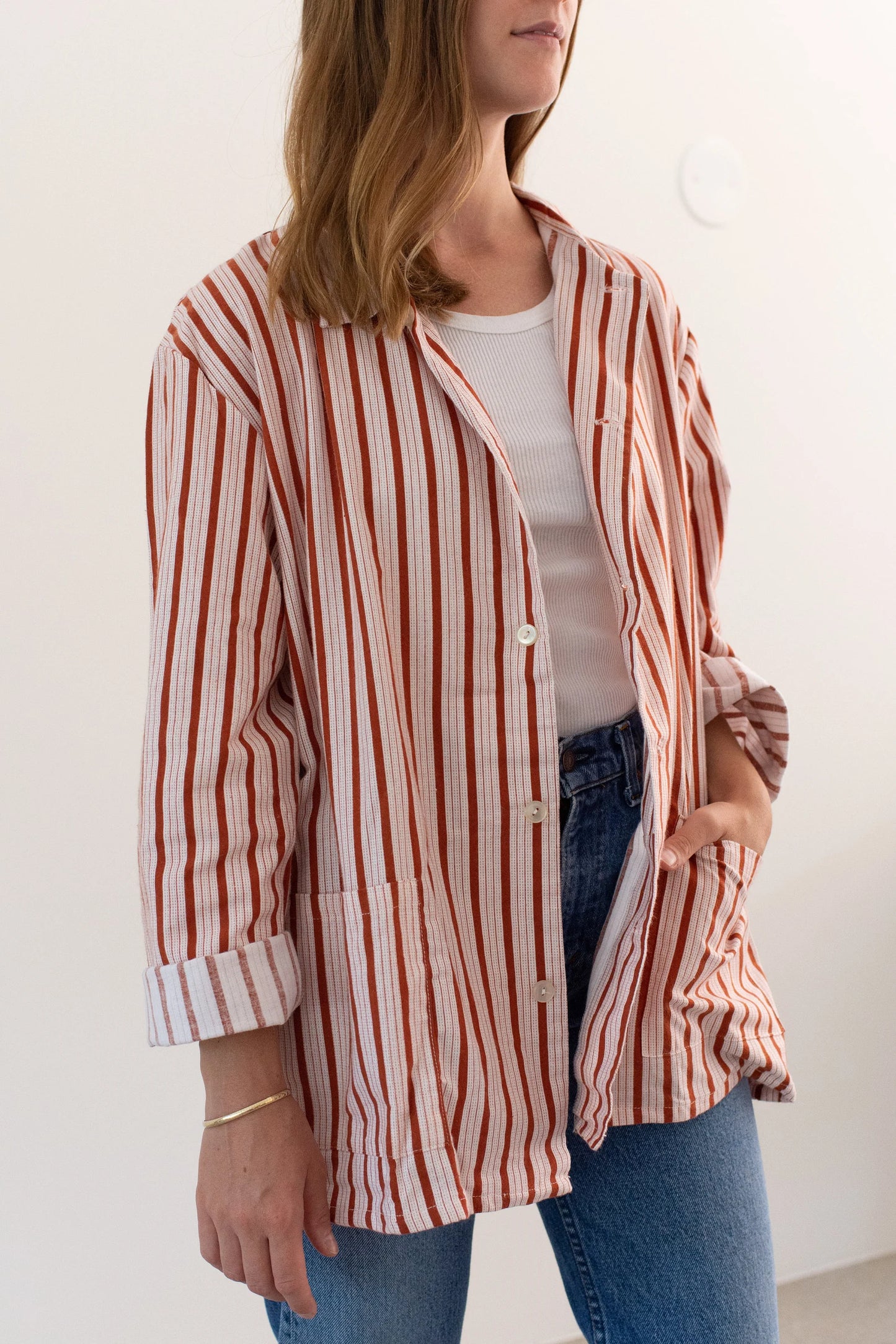Vintage Striped Pajama Chore Jacket
