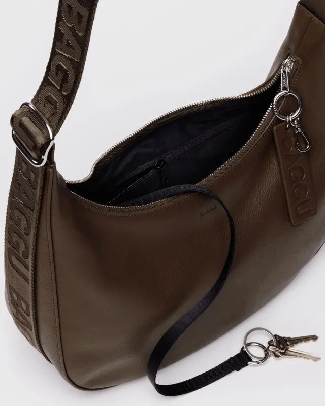 Recycled Leather Crescent Bag | Medium