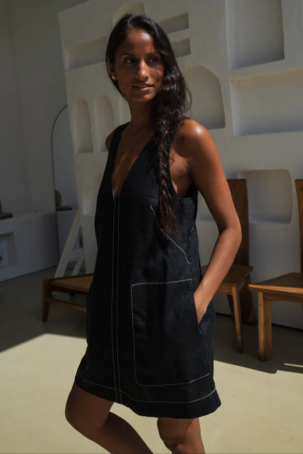 Isla Linen Dress | Black