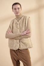 Wool blend faux fur button down vest