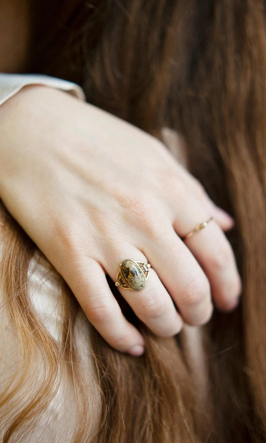 Jasper & Grossular Garnet Ring
