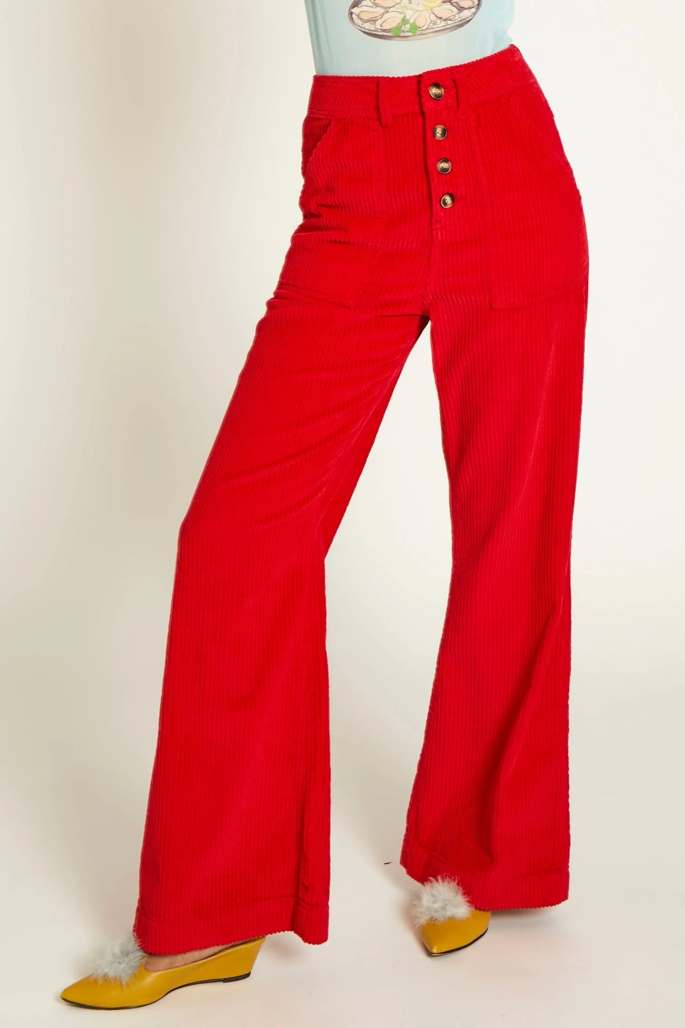 Wide-wale Lipstick Red Corduroy Mike Pant