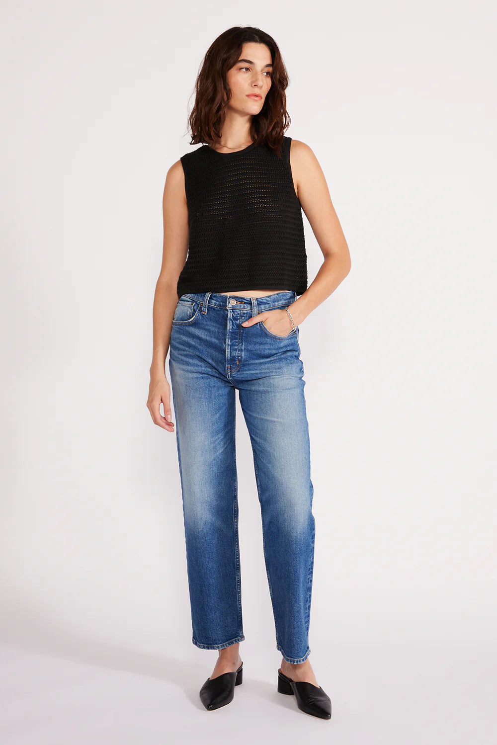 Tia Vintage Straight Crop - Blue Creek