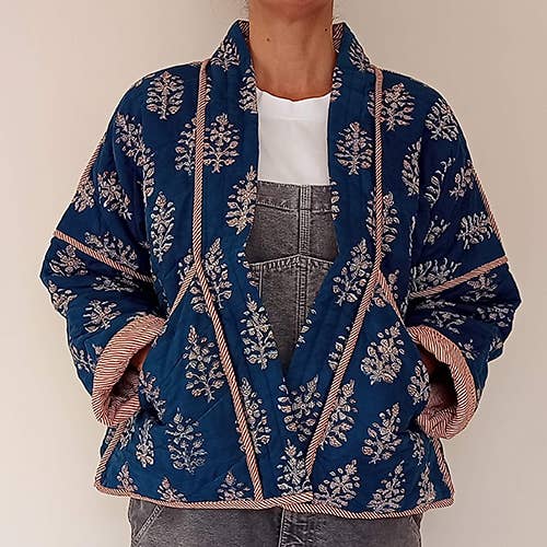 Quilted Cotton Jacket | Indigo Pop / Stripe