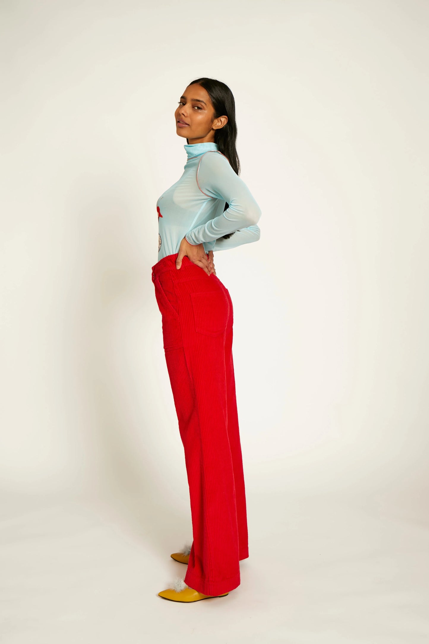 Wide-wale Lipstick Red Corduroy Mike Pant